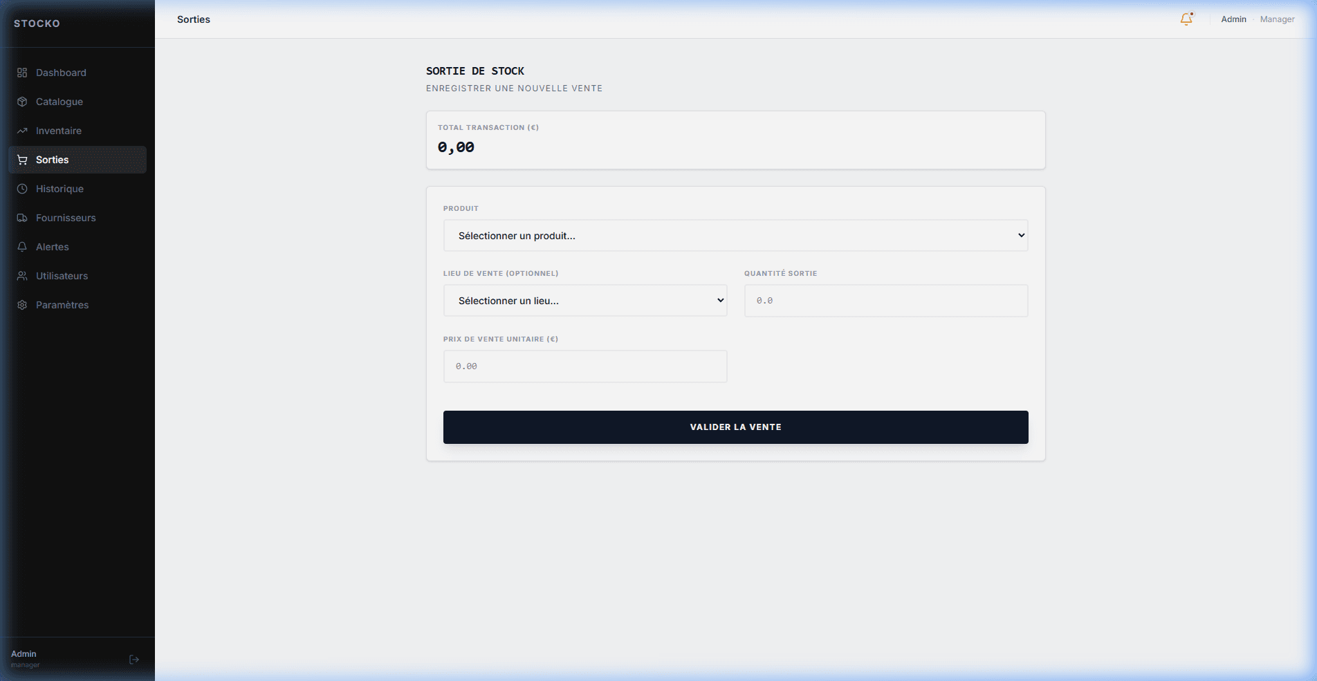 Capture d'écran 3 du projet Stocko - ERP Web