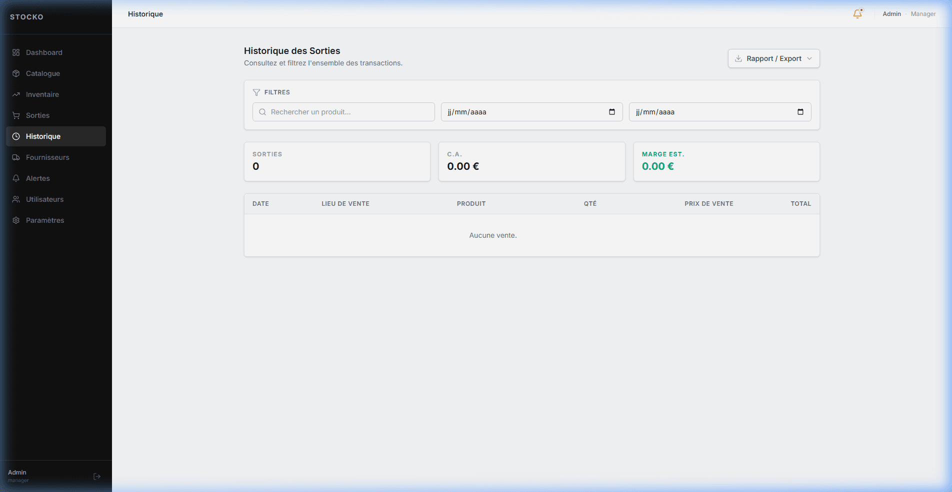 Capture d'écran 4 du projet Stocko - ERP Web